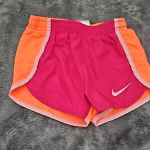 Nike Girl's Vibrant Pink and Orange Athletic Shorts